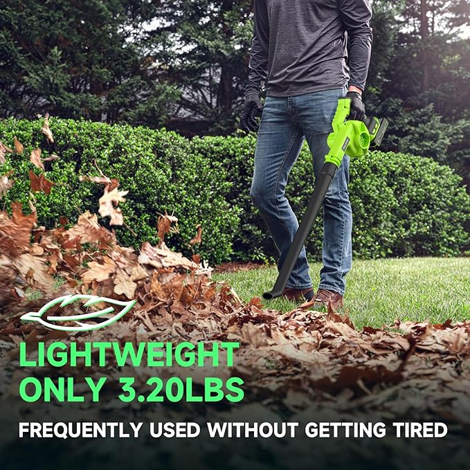 Leaf Blower Cordless with Battery and Charger, 20V Electric Leaf Blower 120MPH Small Leaf Blower, Lightweight Battery Leaf Blower Yard Tools Grass Blowers for Lawn Care Patio Backyard Garden Floor