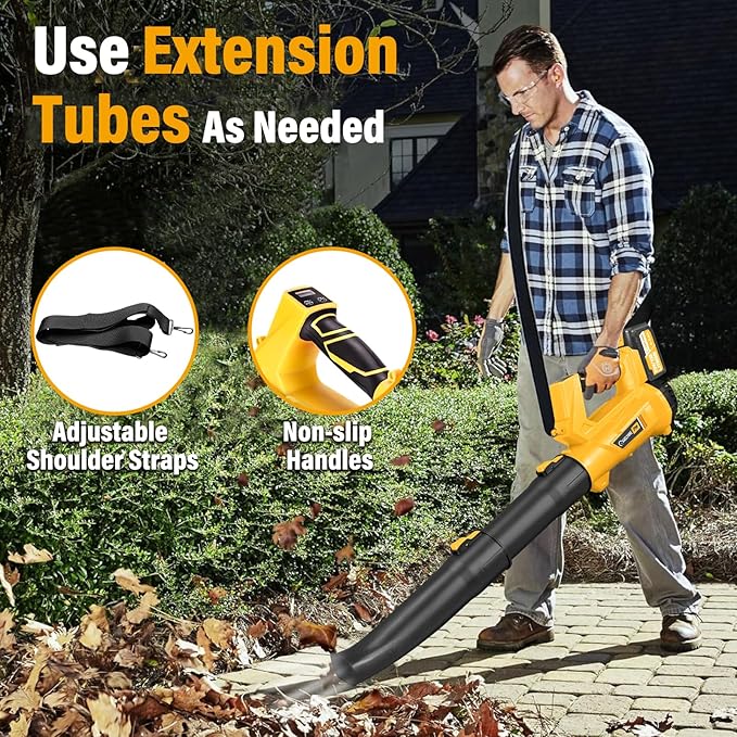 Leaf Blower Cordless Blowers for Lawn Care and 20V Electric Leaf Blower with 2 * 6.0Ah Battery Powered, Fast charger 540CFM/170MPH & 6 Speed Mode Adjustment