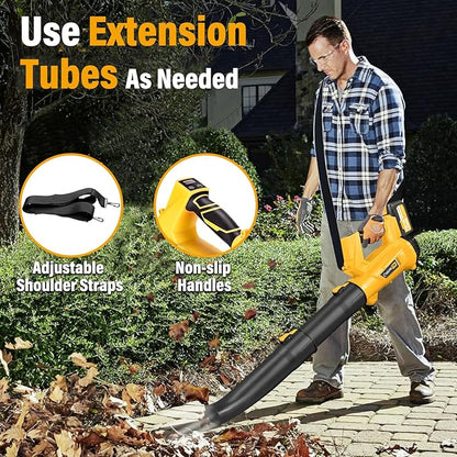 Leaf Blower Cordless Blowers for Lawn Care and 20V Electric Leaf Blower with 2 * 6.0Ah Battery Powered, Fast charger 540CFM/170MPH & 6 Speed Mode Adjustment