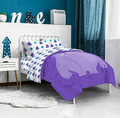 IF Imaginary Friends Twin Comforter Set - Purple 5 Piece Bed Set includes Sheet Set & Pillow Covers - Super Soft Kids Bedding Features Blue