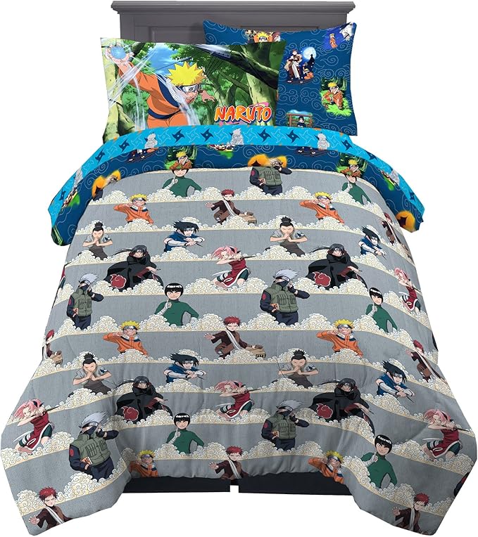 Naruto Anime Bedding Super Soft Comforter And Sheet Set With Sham, 5 Piece Twin Size, By Franco