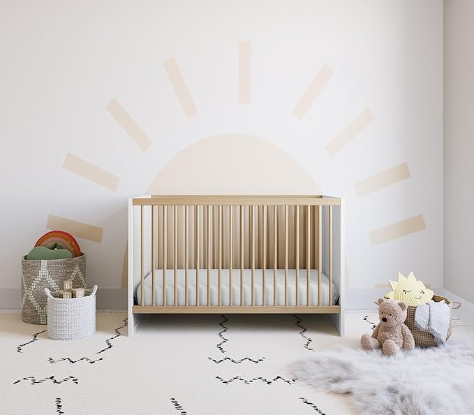 Storkcraft Calabasas 3-in-1 Convertible Crib (White with Driftwood) – GREENGUARD Gold Certified, Fits Standard Crib Mattress, Converts to Toddler Bed, Modern Style, Easy 30-Minute Assembly
