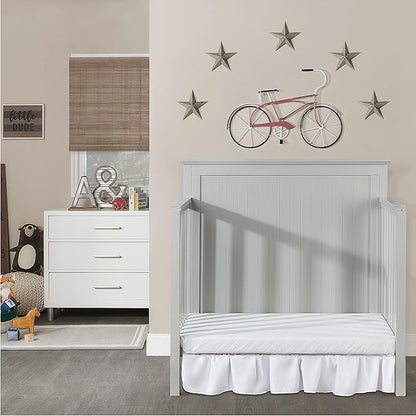 Ava 4-in-1 Convertible Mini Crib in Pebble Grey, 635-PG, Greenguard Gold Certified, Non-Toxic Finish, Comes with 1" Mattress Pad, with 3 Mattress Height Settings
