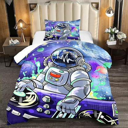 Astronaut Comforter Twin for Teens Boys Kids Girls Universe Outer Space Bedding Set Themed Astronaut Printed Pattern Kids Comforter for Boys Bedroom Decor, 1 Comforter 1 Pillowcases