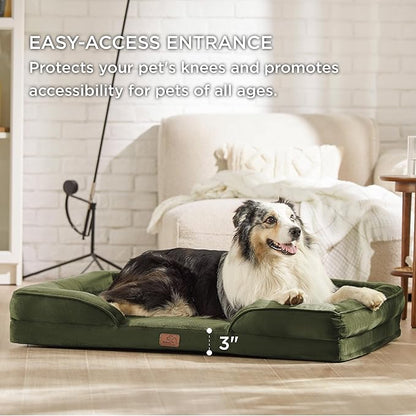Bedsure Orthopedic Dog Bed for Extra Large Dogs - XL Washable Dog Sofa Beds Large, Supportive Foam Pet Couch Bed with Removable Washable Cover, Waterproof Lining and Nonskid Bottom, Winter Moss
