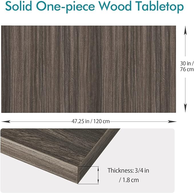 Kaboon Universal Tabletop 47.25"x30", Solid One-Piece Melamine Table Top, Double Desk L-Desk DIY, Home and Office,Eucalyptus/Dark Walnut