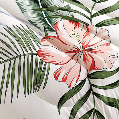 Flamingo Comforter Set Twin Size Tropical Flamingo Palm Tree Leaf Pattern Bedding Set Flower Quilted Duvet for Kids Girls Boys Adult with 1 Comforter and 2 Pillowcases