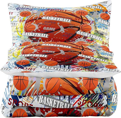 Tailor Shop Basketball Comforter Sets Full Size,Kids Bedding Sets for Boys,Basketball Bedding Sets for Boys Teens,Sport Comforter Sets with 1 Comforter 2 Pillowcases………… Pillowcases…