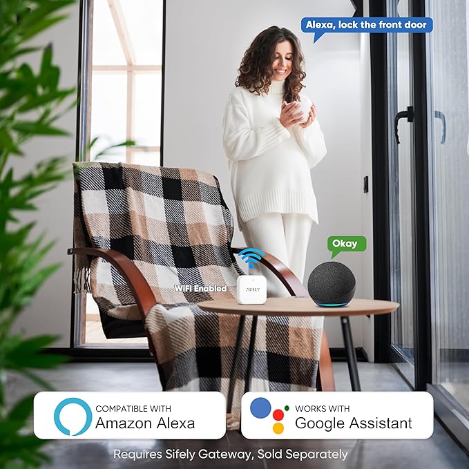 Keyless-Entry Fingerprint Smart Door Lock: Sifely Digital Electronic Lock with Code Passcode, Electric Door Knob, Biometric Door Handle Lock, Perfect for Exterior/Interior/Entry/Bedroom Doors (Silver)
