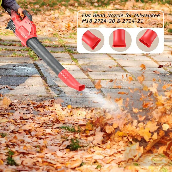 Flat Bend Nozzle for Milwaukee M18 Fuel Leaf Blower - Leaf Blower Nozzle for Drying, Blow-Drying, and Purging Cars, Trucks, and Tool Boxes (1 Pack, No Tool)