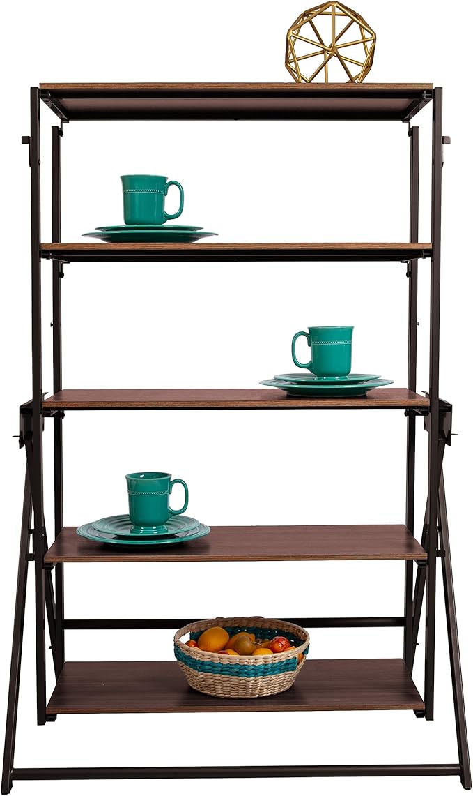Origami modern 2 in 1 shelf to table Style, Organizer Deco Rack magically turn to a table/desk in a second,Fully assembled, Vintage Bronze/Oak/US patent pending (STT-VBWOAK)