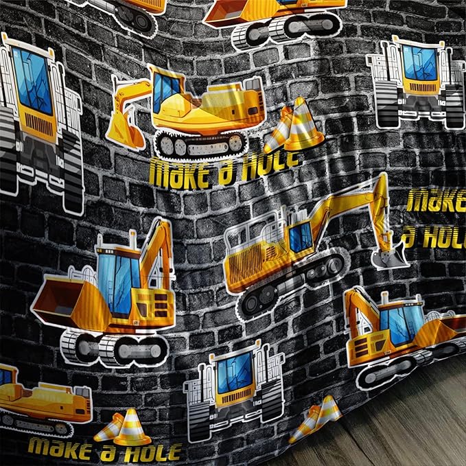 Axolotl Excavator Bedding Set Twin Size,Yellow Excavator Bed Comforter for Kids Boys Teens,Tractor Truck Bedding Set for Boys,Construction Bedding Set for Boys,1 Quilt 2 Pillowcases,Deep Grey