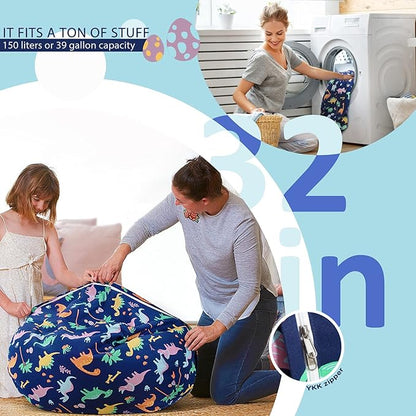 Aubliss Stuffed Animal Bean Bag Storage Chair (Dinosaur, Medium (32''))