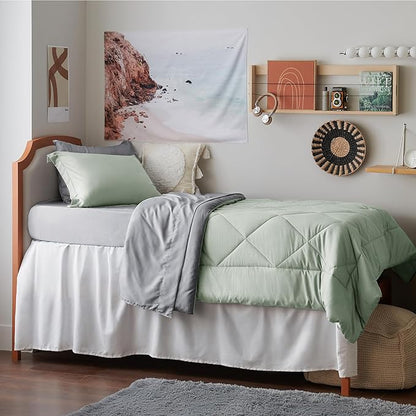 Bedsure Sage Green Twin XL Comforter Sets - 5 Pieces Reversible Twin XL Bedding Sets, Bed Sets Comforters, Sheets, Pillowcase & Sham, Grey XL Twin Bed in a Bag for College