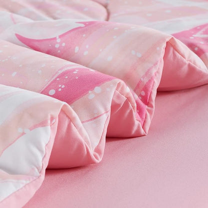 SLEEP ZONE Kids Bedding Comforter Set Full/Queen Size - 7 Pieces Super Cute & Soft Bedding Sets & Collections with Comforter, Sheet, Pillowcase & Sham - Fade Resistant Easy Care (Ice Cream Pink)