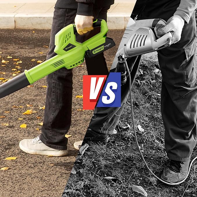 YOUGFIN Cordless Leaf Blower, 21V Powerful Motor, Electric Leaf Blower for Lawn Care, Battery Powered Leaf Blower Lightweight for Snow Blowing (Battery & Charger Included)