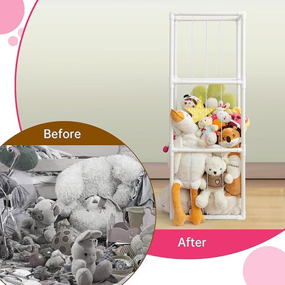 X-Large Stuffed Animal Zoo Storage Holder Stuffed Animal Storage Display Ideas PVC Plush with Bottom Net Toy Organizer Shelf Zoo Storage Cage for Doll Room Gift Play Room Nursery
