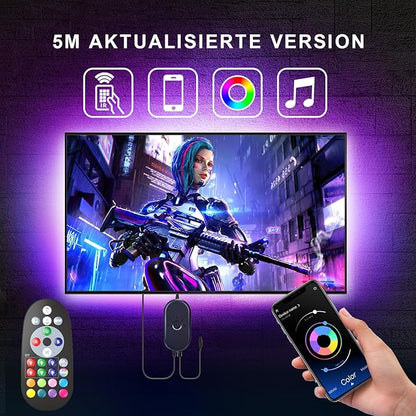 Nexillumi LED Lights for TV, 16.4 ft TV LED Backlight for 55-75 Inch, RGB LED Strip Lights Behind TV with APP Remote Control, Music Sync Smart Led Ambient Lighting for Bedroom Gaming Room Decor