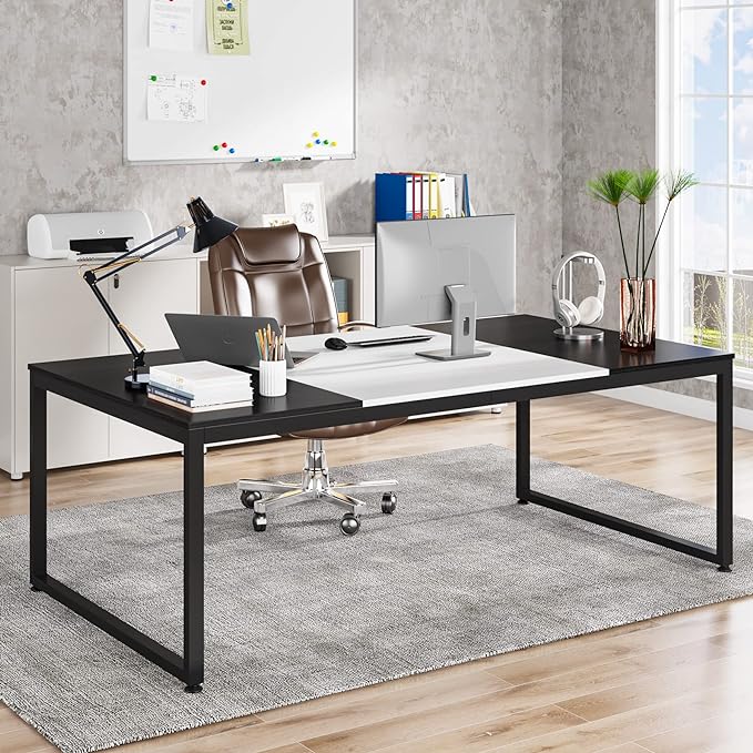 70.8 Inch Executive Desk, Large Computer Office Desk, Modern Simple Business Study Writing Table for Home Office