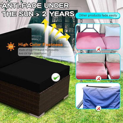 ClawsCover 7Pack Outdoor Seat and Back Cushions Replacement Covers Fits for 4-Seater 4Pieces Wicker Rattan Patio Conversation Set Sectional Couch Chair Furniture,Navy-Include Cover Only