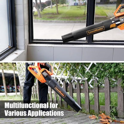 LawnMaster CLBL4016A Cordless Leaf Blower 40V Max with 2.0Ah,Battery Powered Leaf Blower Lightweight for Lawn Care, Leaves and Snow Blowing(Battery & Quick Charger)