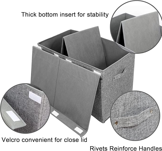 popoly Large Toy Box Chest with Lid, Collapsible Sturdy Toy Storage Organizer Boxes Bins Baskets for Kids, Boys, Girls, Nursery, Playroom, 25"x13" x16" (Linen Gray)