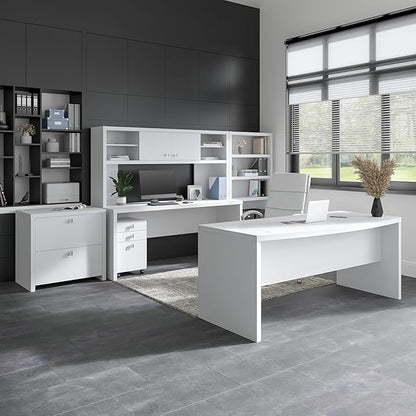 Bush Business Furniture Echo Bow Front Desk, 72W, Pure White