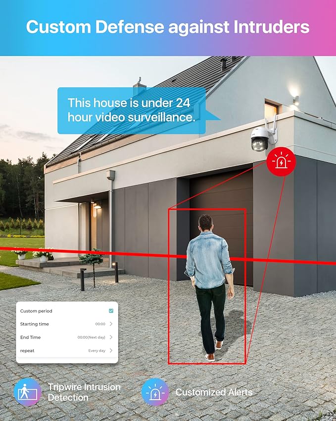 ZOSI 3K 5MP Pan/Tilt WiFi Security Camera, C296 Plug-in Home Surveillance Camera Outdoor, Person Vehicle Detection, Human Tracking, Night Vision, 2 Way Audio, Floodlight Siren, Cloud & SD Card Storage