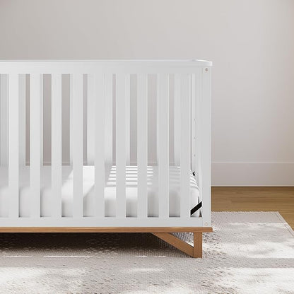 Storkcraft Santa Monica 5-in-1 Convertible Crib (White with Vintage Driftwood) – GREENGUARD Gold Certified, Modern Design, Two-Tone Baby Crib, Converts to Toddler Bed, Daybed and Full-Size Bed