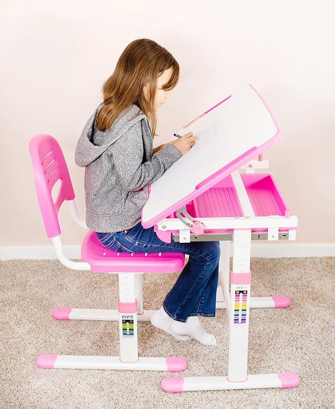 VIVO Height Adjustable Kids Desk Chair, Chair Only, Designed for Interactive Workstation, Universal Children's Ergonomic Seat, Pink, DESK-V201P-CH