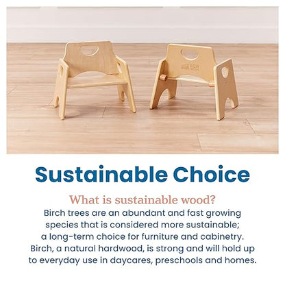 ECR4Kids Stackable Wooden Toddler Chair, 6in, Kids Furniture, Natural, 2-Pack