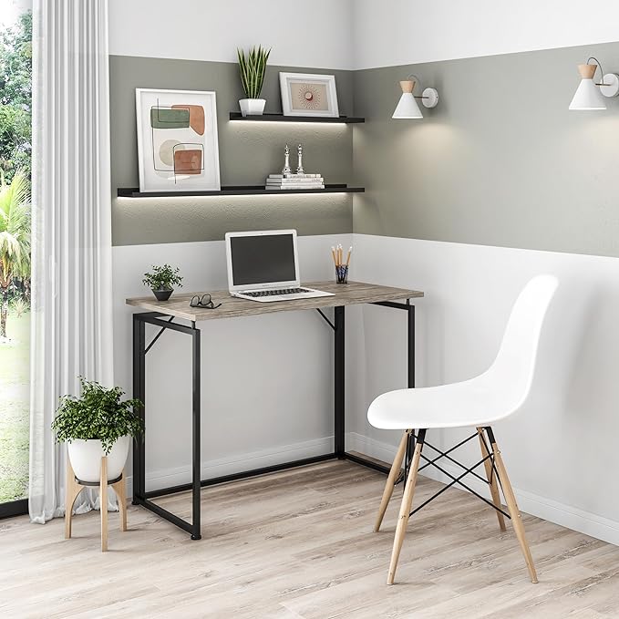 Techni Mobili Space Saving Folding Desk, Grey