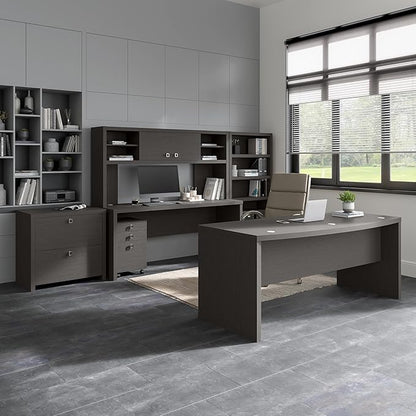 Bush Business Furniture Echo Bow Front Desk, 72W, Charcoal Maple