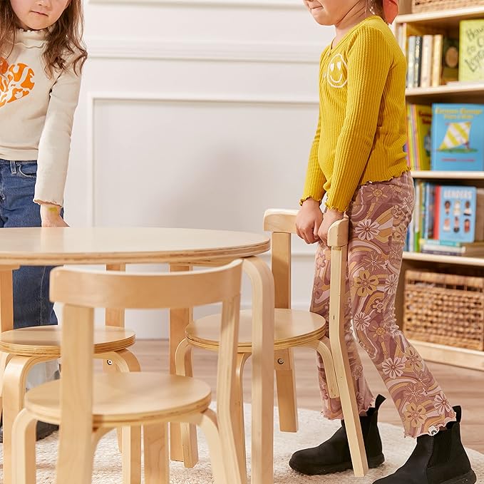 ECR4Kids ECRKids Seating, 5-Piece Table and Chairs Set, Natural