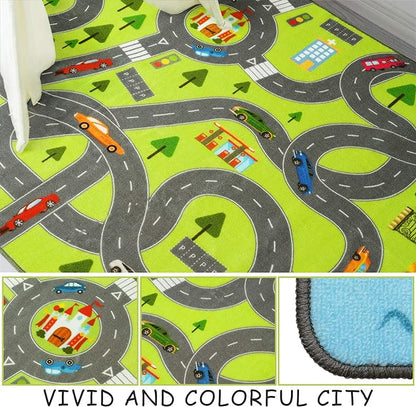 HOMORE Kids Play Mat Rug, Fun and Educational City Play Rug for Hot Wheels Track Racing and Toys, Kids Carpet Playmat Area Rug for Children Bedroom Play Room Nursery, 3x5 Feet