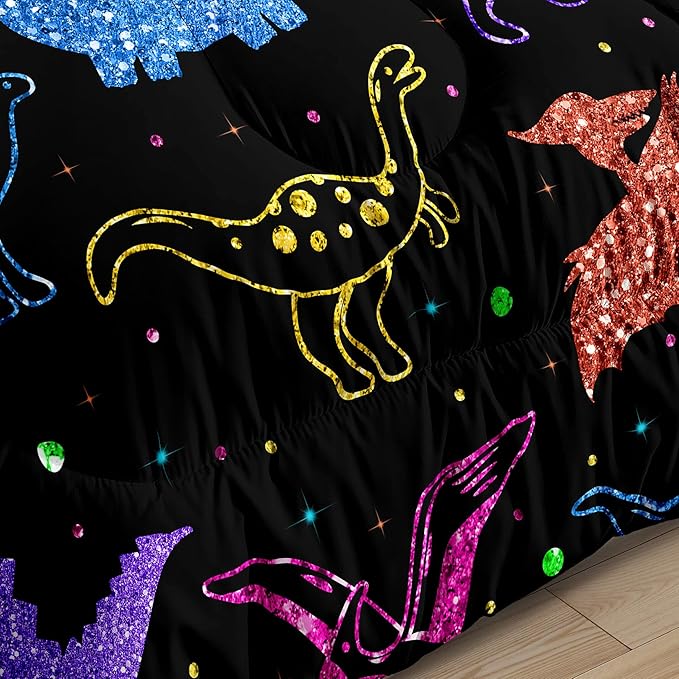 Cartoon Dinosaur Bedding Full Size, Kids Dinosaur Comforter Set for Boys Dinosaur Print Kids Bedding Set Soft Teens Boys Comforter Set Full Size (1 Comforter 2 Pillowcase)