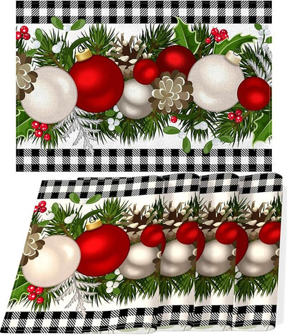 Nepnuser Black and White Gingham Christmas Placemats Set of 4 Buffalo Check Plaid Xmas Place Mats for Home Kitchen Dining Table Decoration