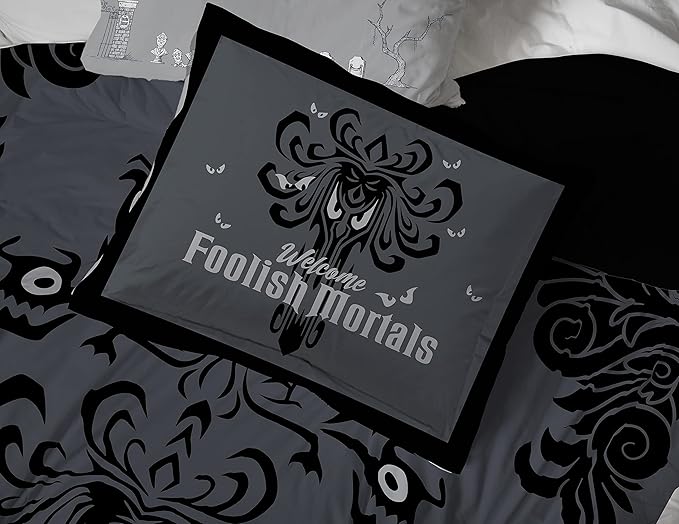 Jay Franco Disney Haunted Mansion Happy Haunts Damask 7 Piece Full Bed Set - includes Reversible Comforter & Sheet Set - Super Soft Fade Resistant Microfiber - (Official Disney Product)