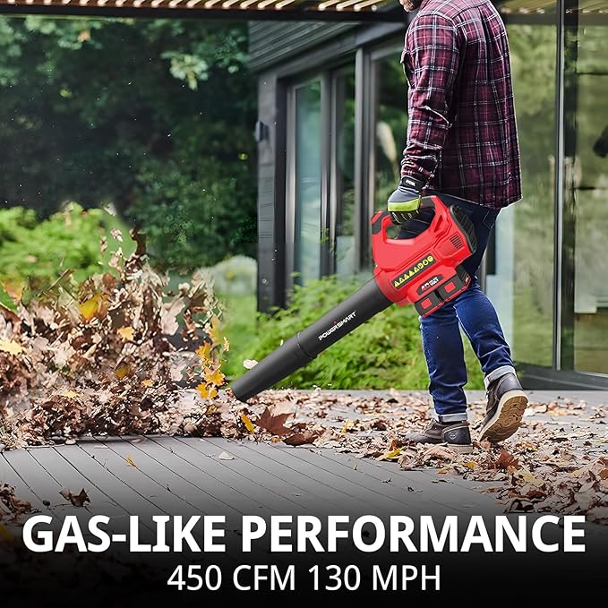 PowerSmart 40V Cordless Leaf Blower, Powerful 450CFM 130MPH Performance with 2X 2.0Ah Batteries & Chargers Included, for Quick & Easy Lawn Care (DB2201B)