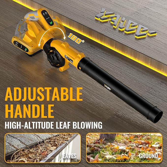 Leaf Blower, Cordless Leaf Blower for De-Walt 20V Battery, 3 Speed Modes Up to 200MPH, 270° Rotatable Electric Leaf Blower with 4 Blowing Nozzles for Lawn Care and Yard(Battery Not Included)