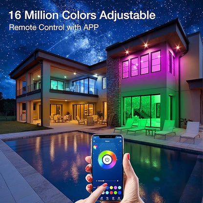 PHOPOLLO Bluetooth Led Strip Lights 50ft 5050 RGB Color Changing LED Lights for Bedroom, Kitchen Decoration, App Control and Music Sync.
