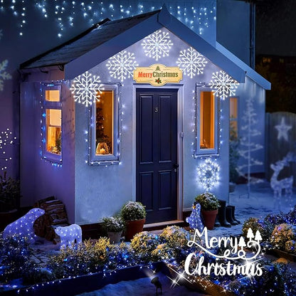 Brightown 2 Pack Christmas Snowflake Icicle Lights Outdoor - Plug-in 23.6ft 10 Drops 480LED Snowflake Window Lights, Connectable for Indoor Outdoor Porch Eaves Rooftops Christmas Decoration