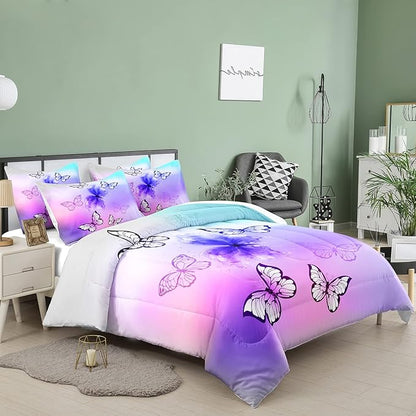 Tailor Shop Butterfly Comforter Set for Girls Kids Teens,Pink Butterfly Bedding Set King Size,Tie Dye Butterflies Comforter Set Butterfly Room Decor Set,with 1 Comforter and 2 Matching Pillowcase…