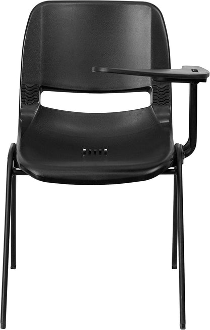 Flash Furniture Black Ergonomic Shell Chair with Left Handed Flip-Up Tablet Arm