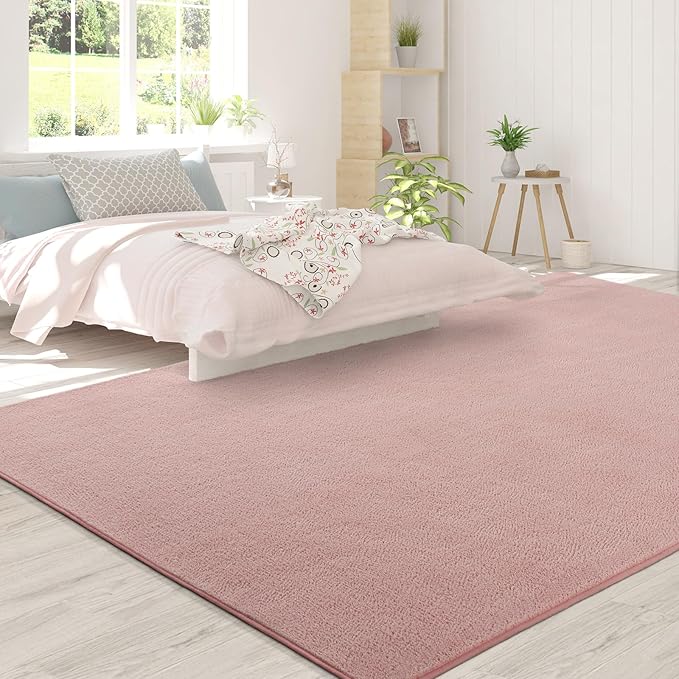 Area Rugs for Bedroom Living Room, 5x8 Pink Super Soft Comfy Thickened Memory-Foam Indoor Carpets, Modern Aesthetic Minimalist Carpet for Boys Girls Adults Apartment Nursery Home Décor
