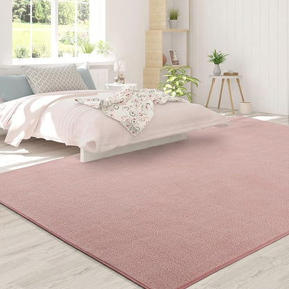 Area Rugs for Bedroom Living Room, 5x8 Pink Super Soft Comfy Thickened Memory-Foam Indoor Carpets, Modern Aesthetic Minimalist Carpet for Boys Girls Adults Apartment Nursery Home Décor