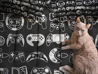 Sunnycitron Gamer Comforter Set for Boys Gaming Bed Comforter Sets Gamer Bedding Sets Boys Gaming Comforter Sets Full Size Bed Set Teen Boy Room Decor,1 Comforter 2 Pillowcases