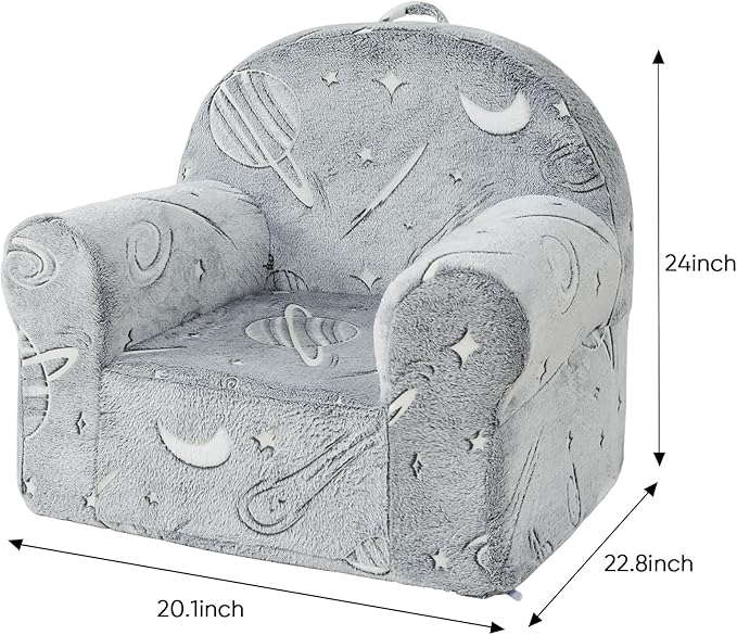 Toddler Chair Kids Plush Chair Sherpa Kids Chairs, Toddler Couch Bean Bag Chairs for Kids Gaming Chair for Kids Glow in The Dark,Starry Sky Grey