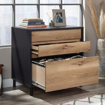 Sauder Acadia Way Lateral File, L: 30.32" x W: 19.45" x H: 29.76", Raven Oak Finish