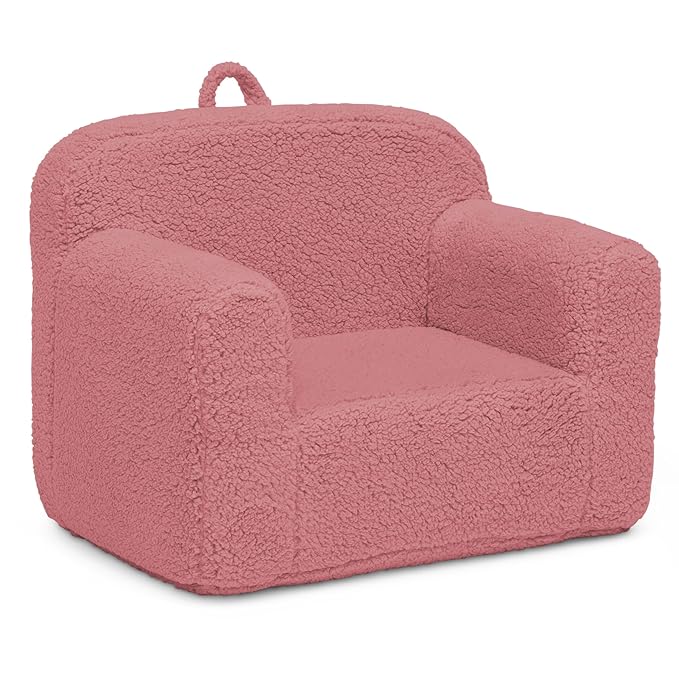 Delta Children Sherpa Cozee Chair - Foam Kids Chair for Ages 18 Months and Up, Rose